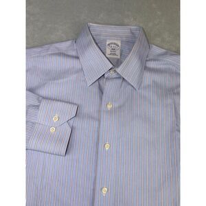 Brooks Brothers 1818 Regent Dress Shirt Mens 16X34/5 Blue Striped Non-Iron